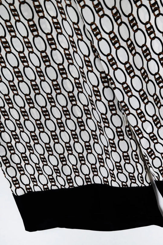 Wide-Leg Printed Pants with Chain Motif - Pants
