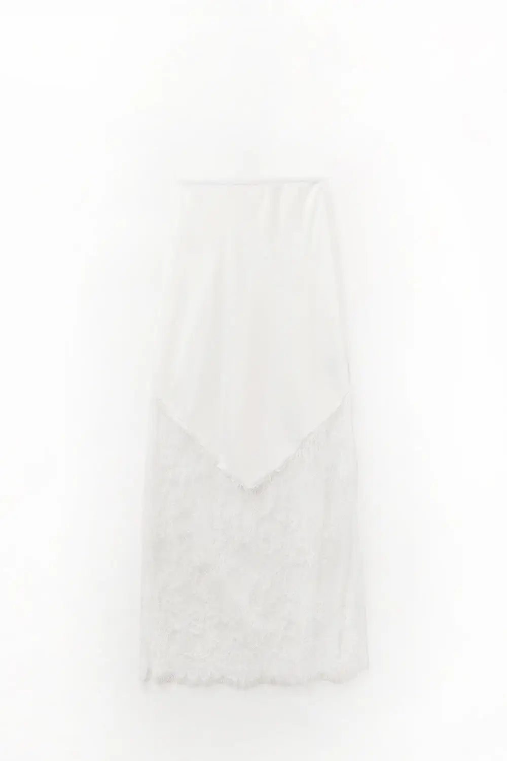 white satin skirt with lace at the bottom - Skirts