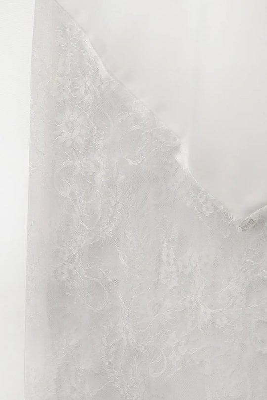 white satin skirt with lace at the bottom - Skirts