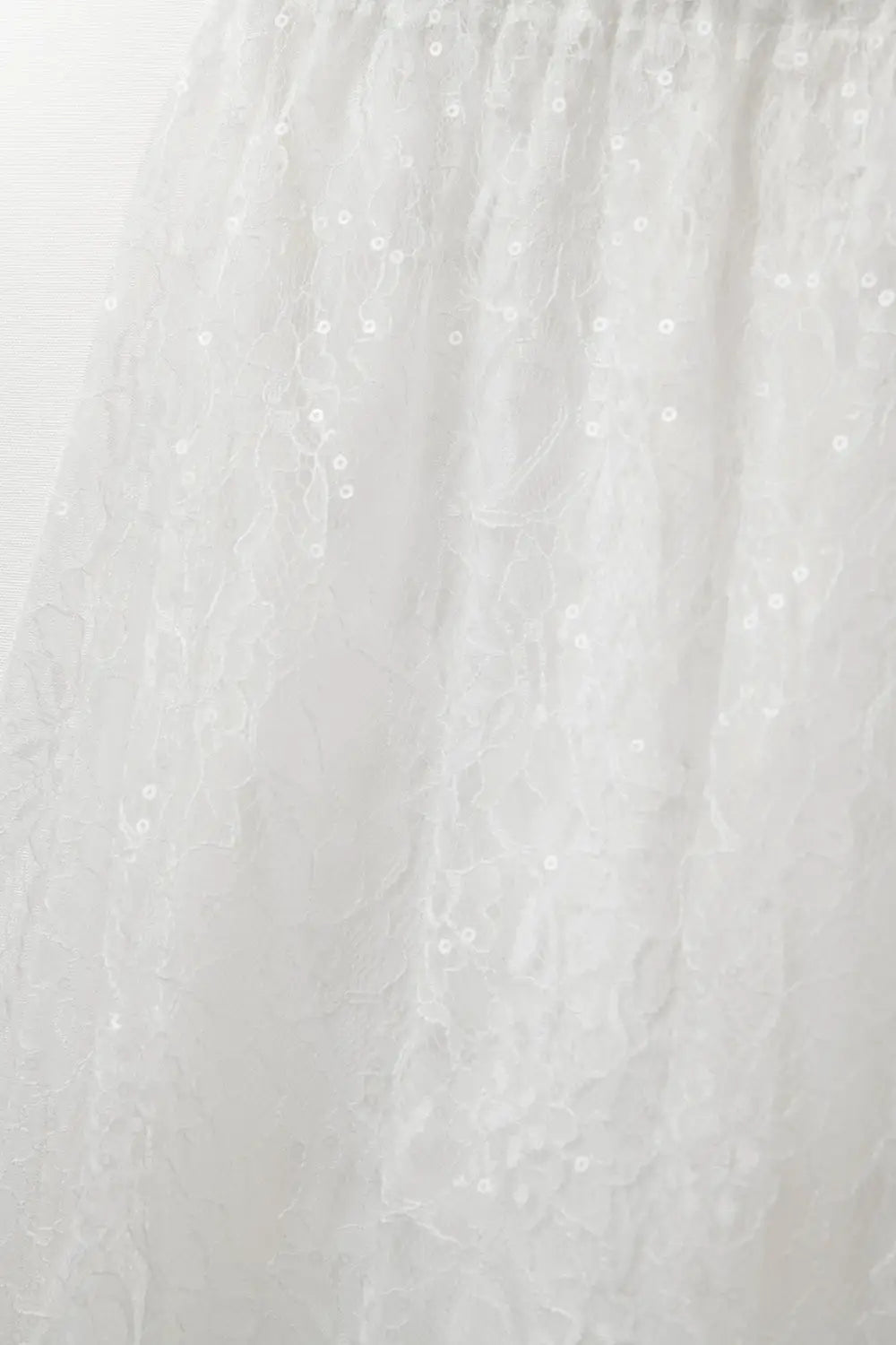 White maxi lace skirt with sequin detail - Skirts