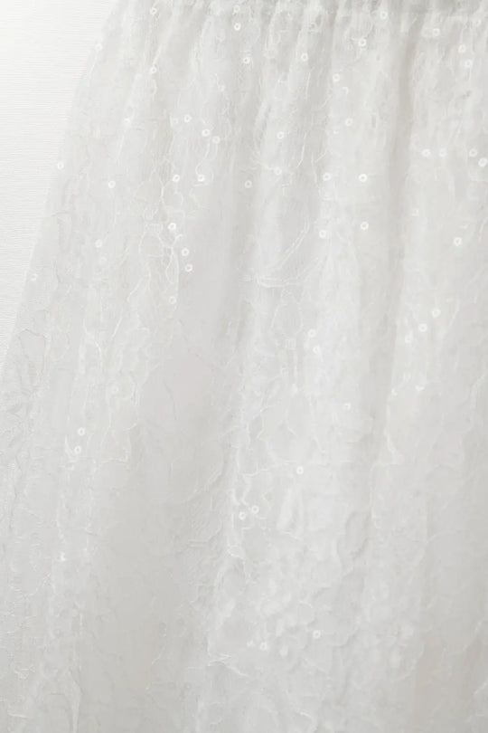 White maxi lace skirt with sequin detail - Skirts