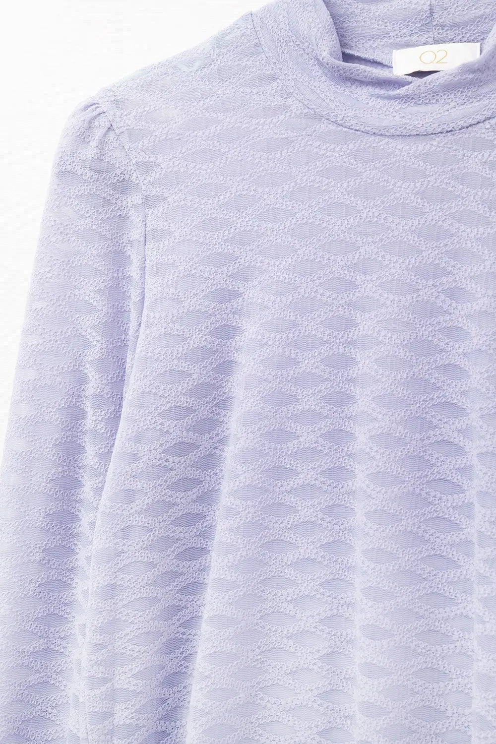 Lilac lace top with high neck and cuff detail - Tops
