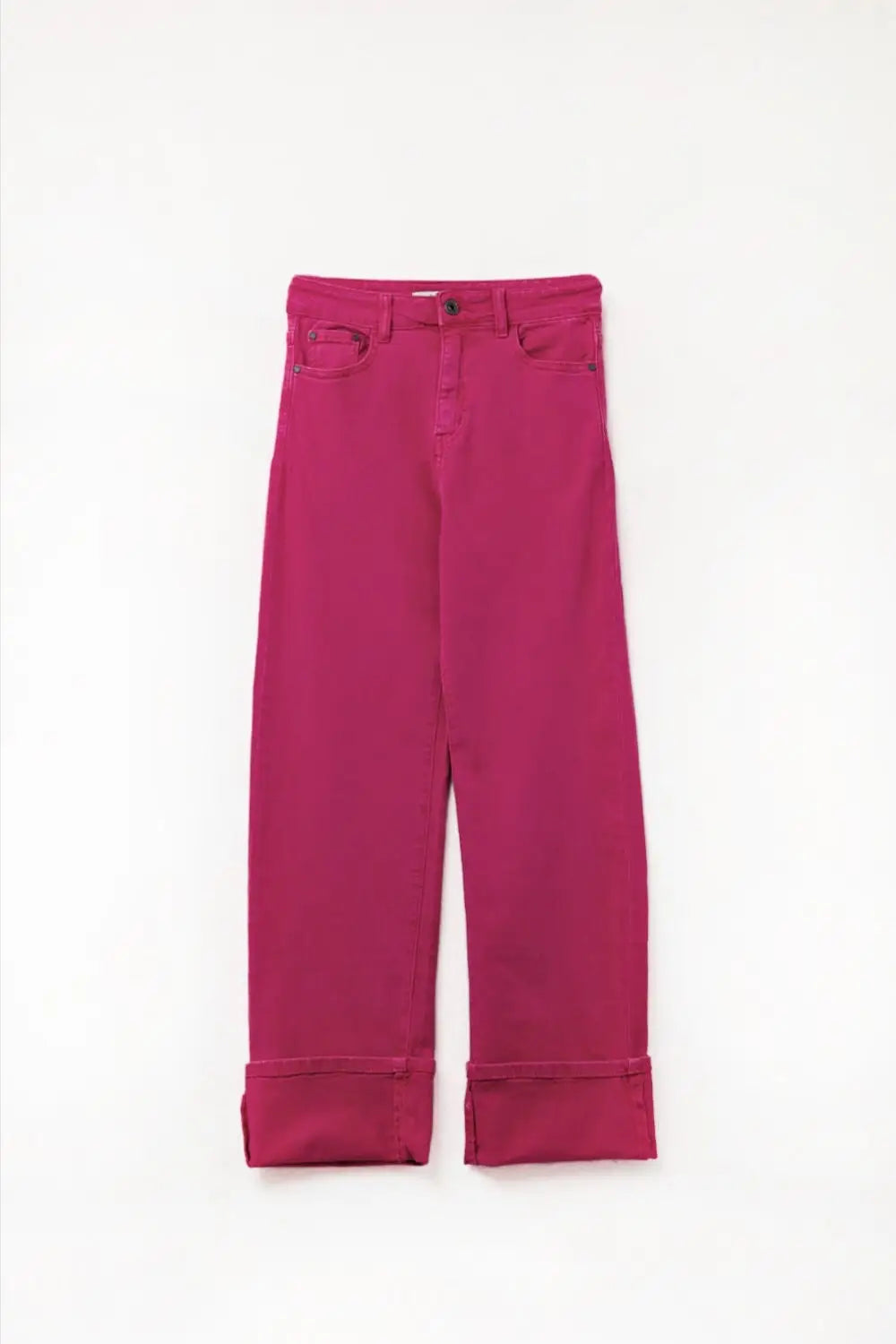 Straight leg Pants with cropped hem in magenta - Colored Jeans
