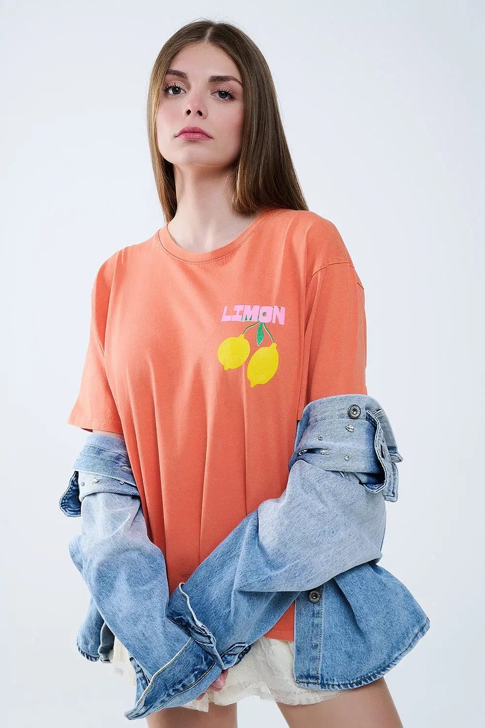 relaxed orange t-shirt with lemon print - ORANGE / ONE - T-Shirts