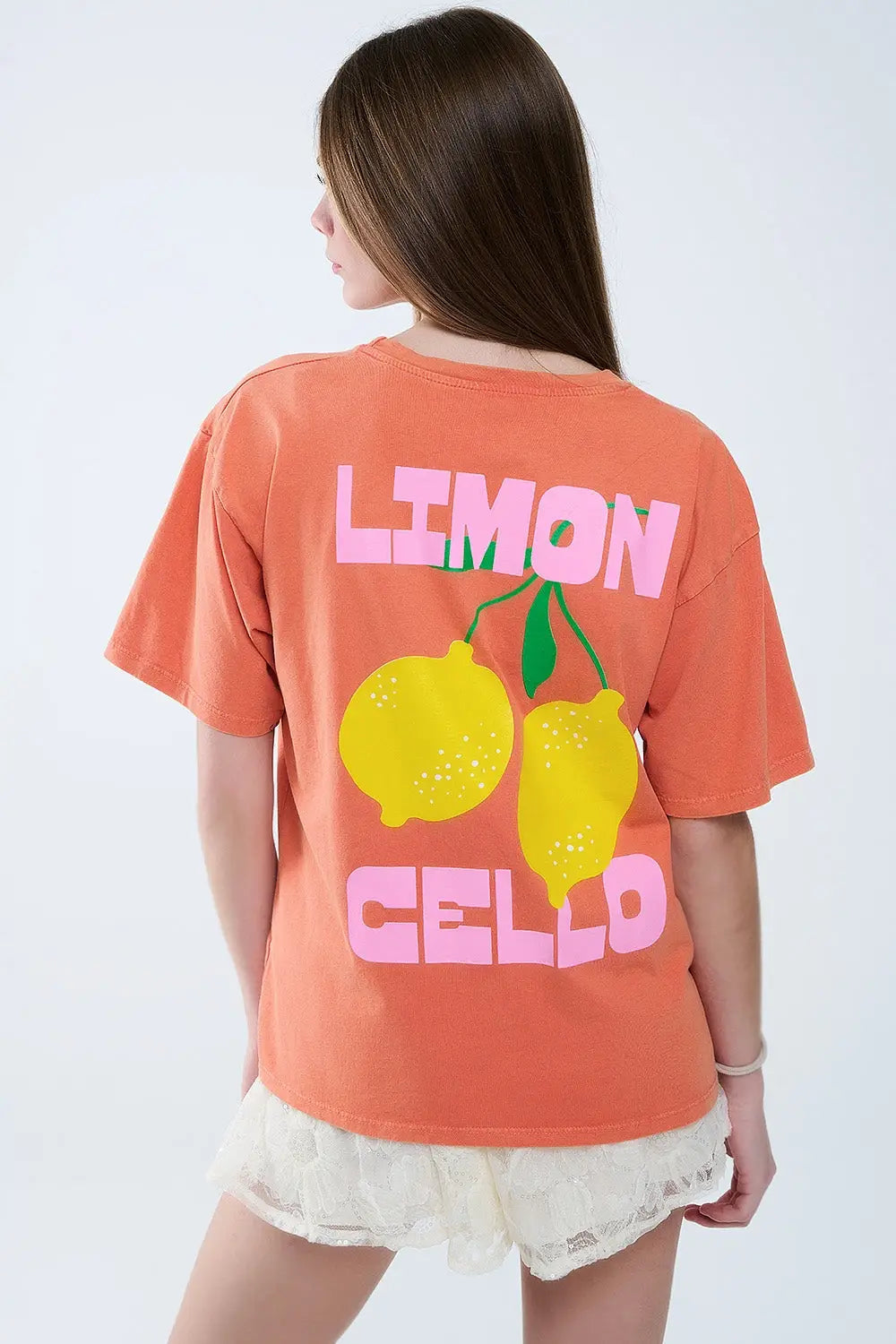 relaxed orange t-shirt with lemon print - ORANGE / ONE - T-Shirts