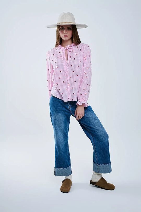 medium wash straight fit on cuffed hem jeans