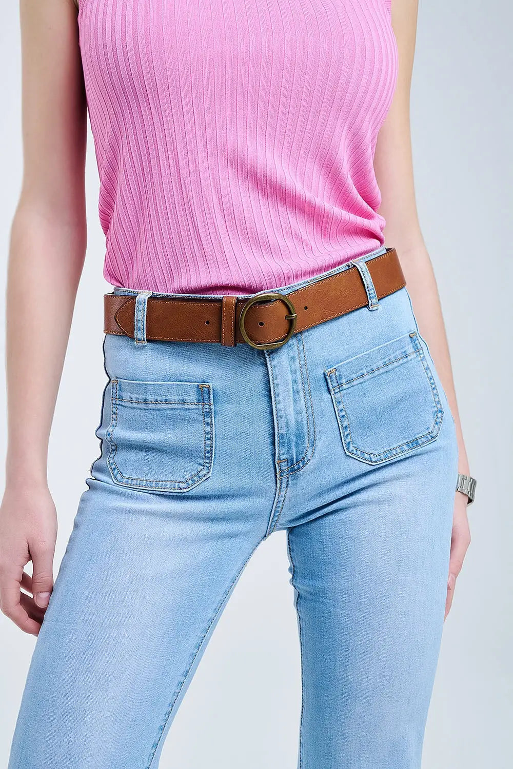 Skinny Light Wash Flare Jeans With Front Pockets