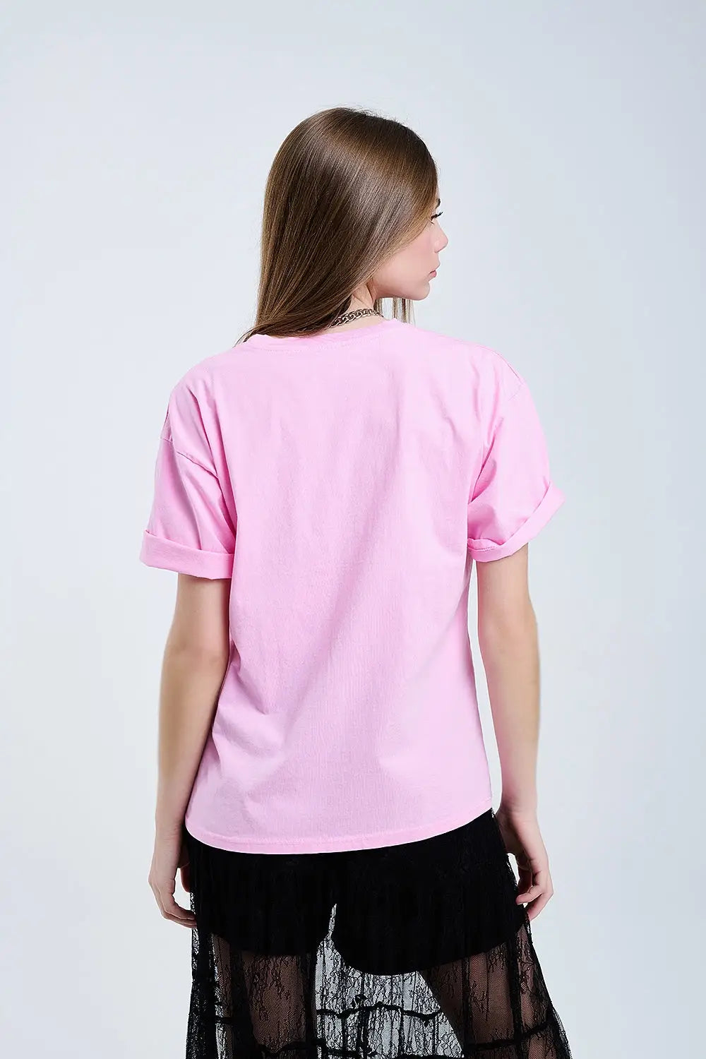 Pink Rebel Graphic Tee with Leopard Print Tongue - PINK / ONE - T-Shirts