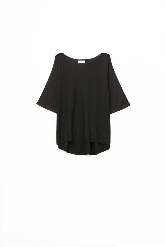 Oversized Sweater in Black with Elbow-Length Sleeves - BLACK / ONE - Sweaters
