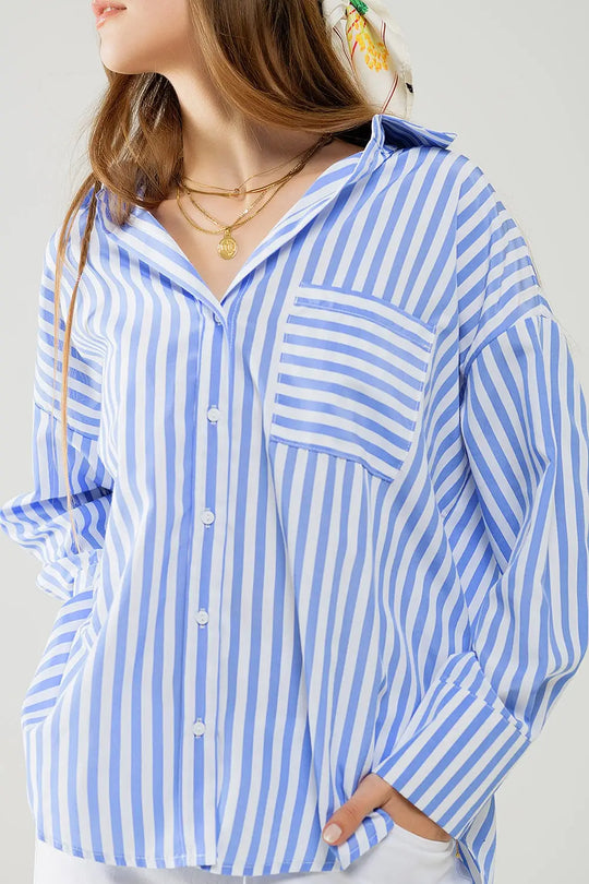 Relaxed light Blue striped blouse - Shirts