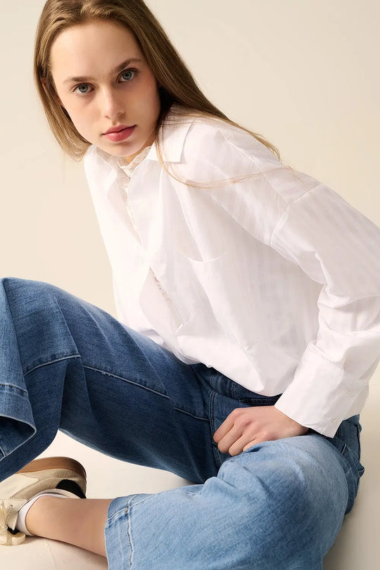 Relaxed White striped blouse - Shirts