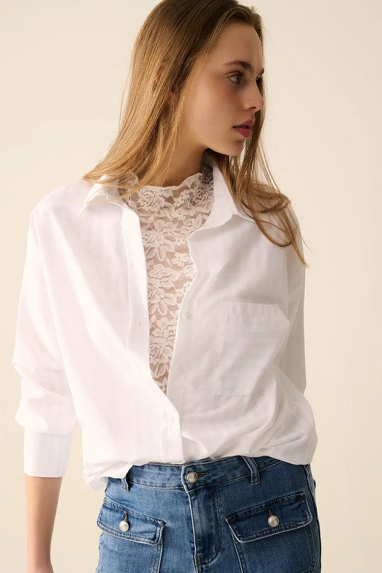 Relaxed White striped blouse - Shirts