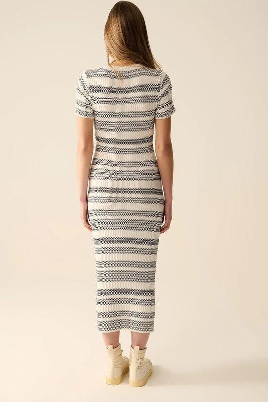 High-quality knitted maxi dress with zigzag detail - Dresses