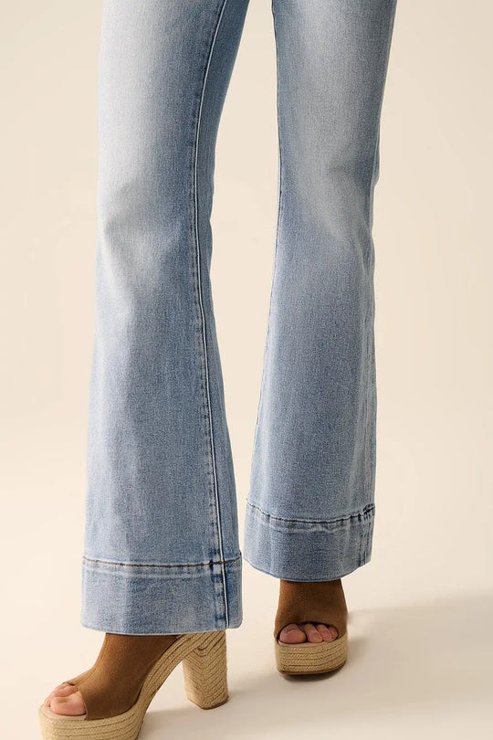 light wash flared jeans made of high-quality denim