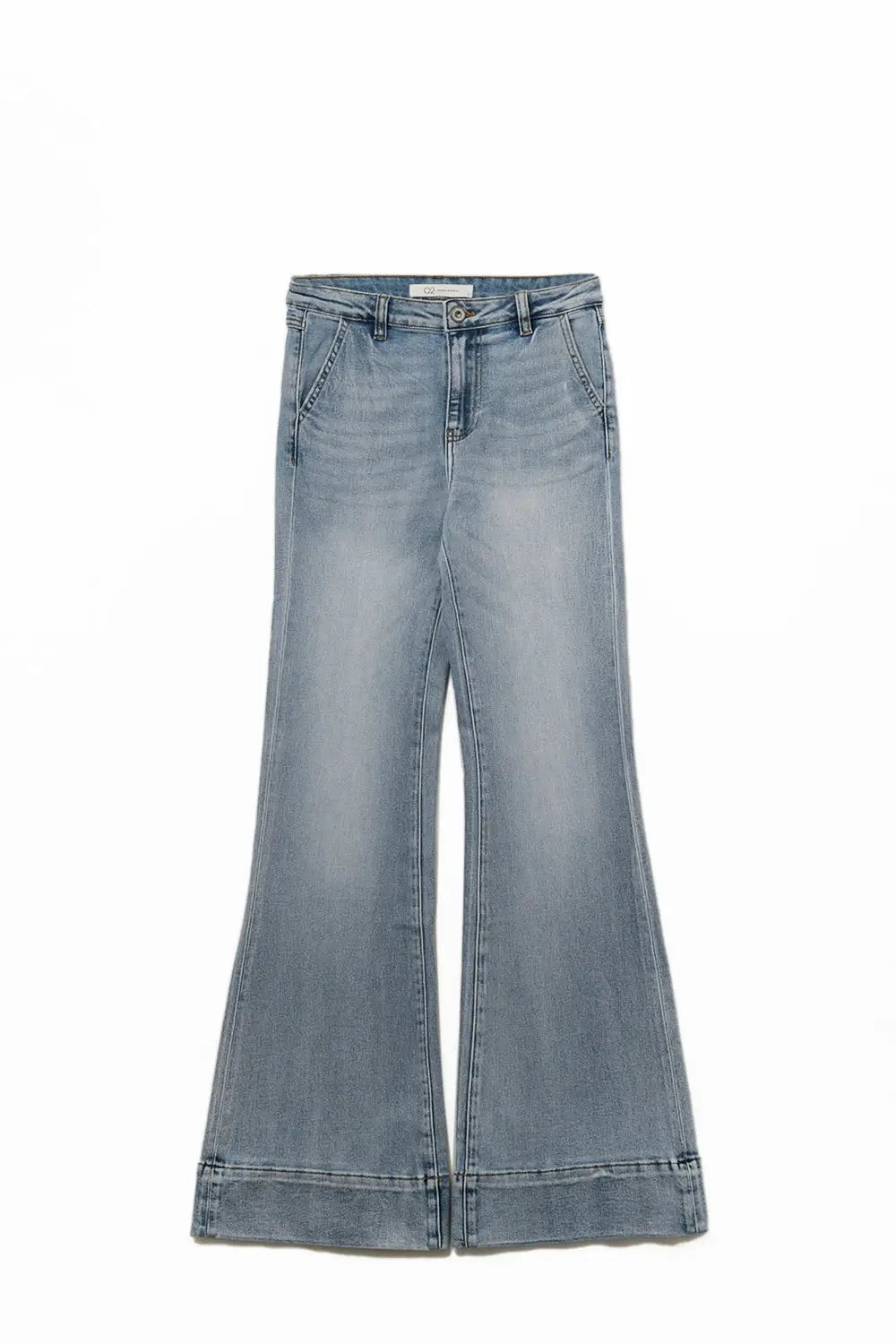 light wash flared jeans made of high-quality denim