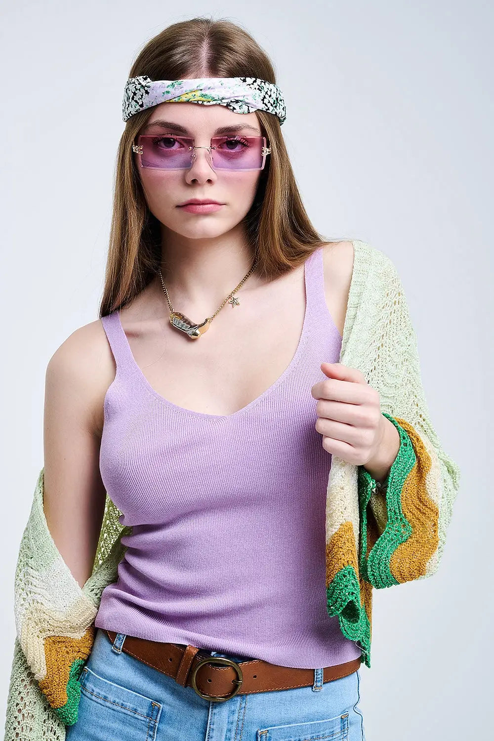Comfy Ribbed Tank Top in Purple - PURPLE / ONE - Sweaters