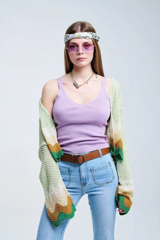 Comfy Ribbed Tank Top in Purple - PURPLE / ONE - Sweaters