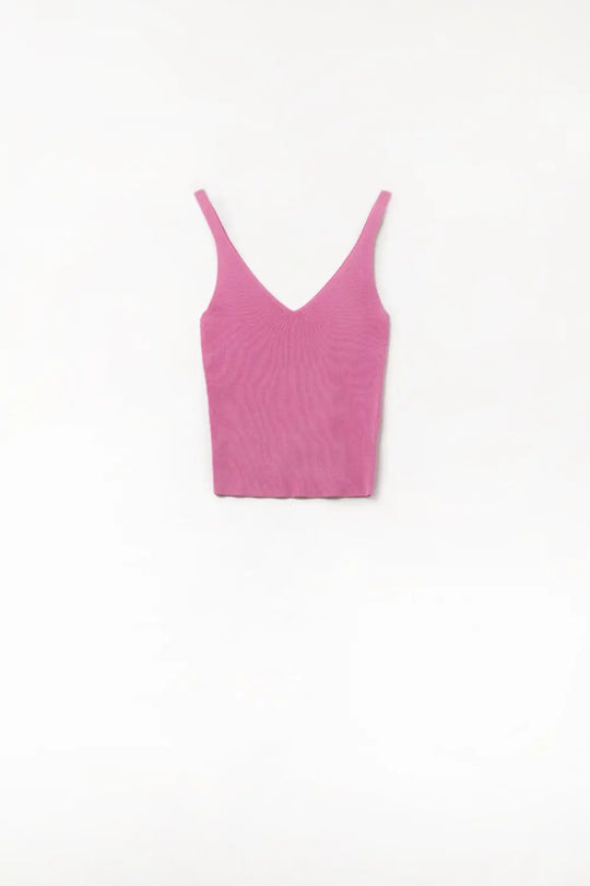 Comfy Ribbed knitted Tank Top in Fuchsia - FUCHSIA / ONE - Sweaters