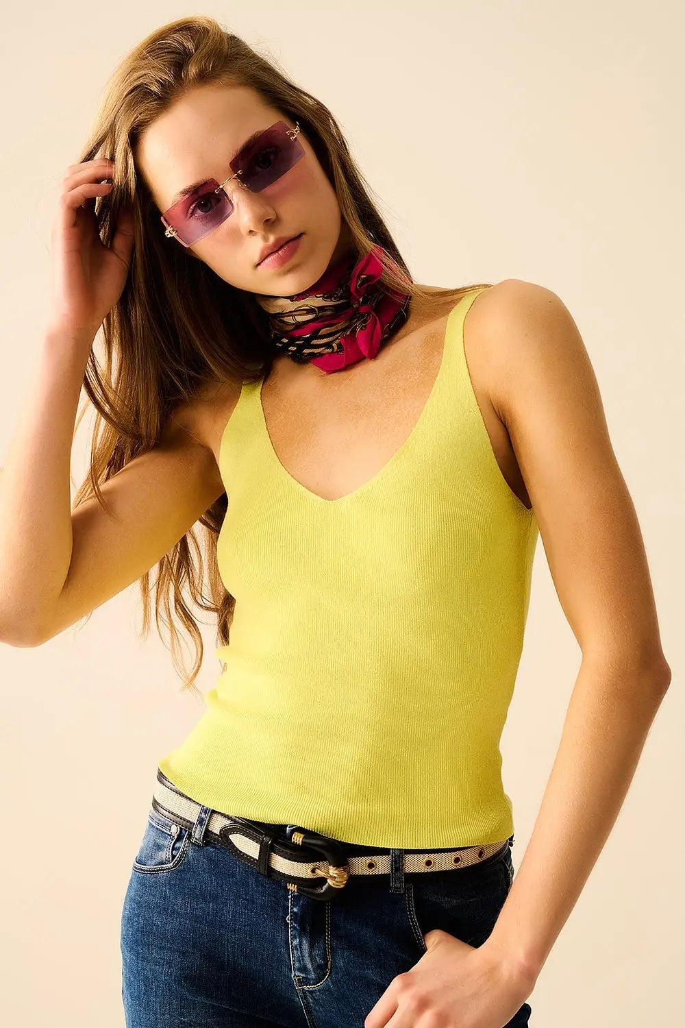 Comfy Ribbed Tank Top in Green - GREEN / ONE - Sweaters