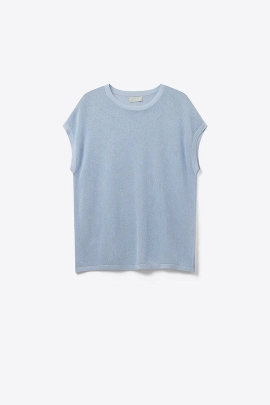 grid knit sweater in baby blue color - BLUE / ONE - Sweaters