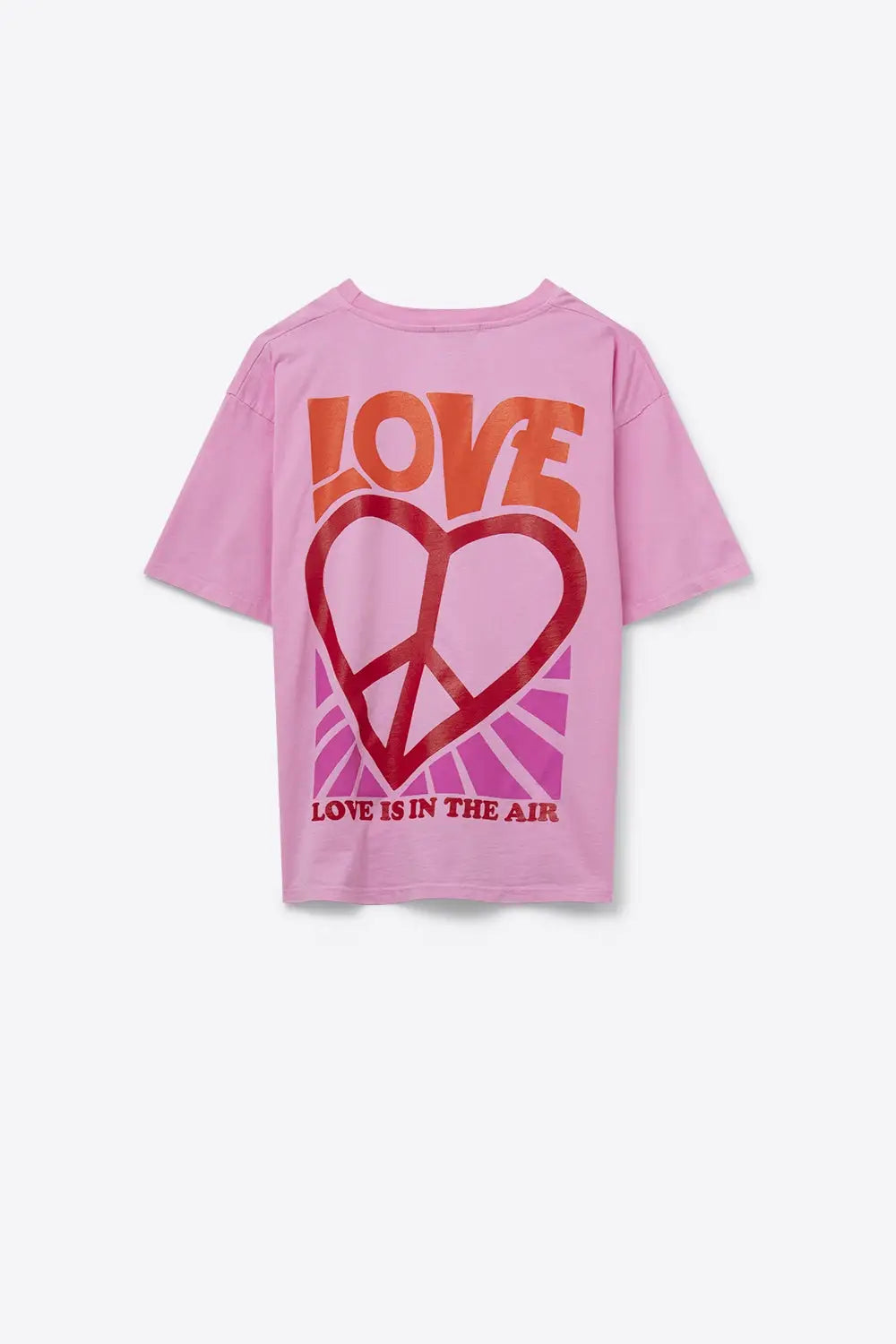 Pink T-Shirt with Love is Air and Heart with Peace logo - PINK / ONE - T-Shirts