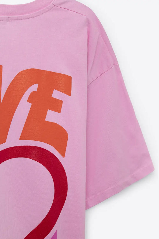 Pink T-Shirt with Love is Air and Heart with Peace logo - PINK / ONE - T-Shirts