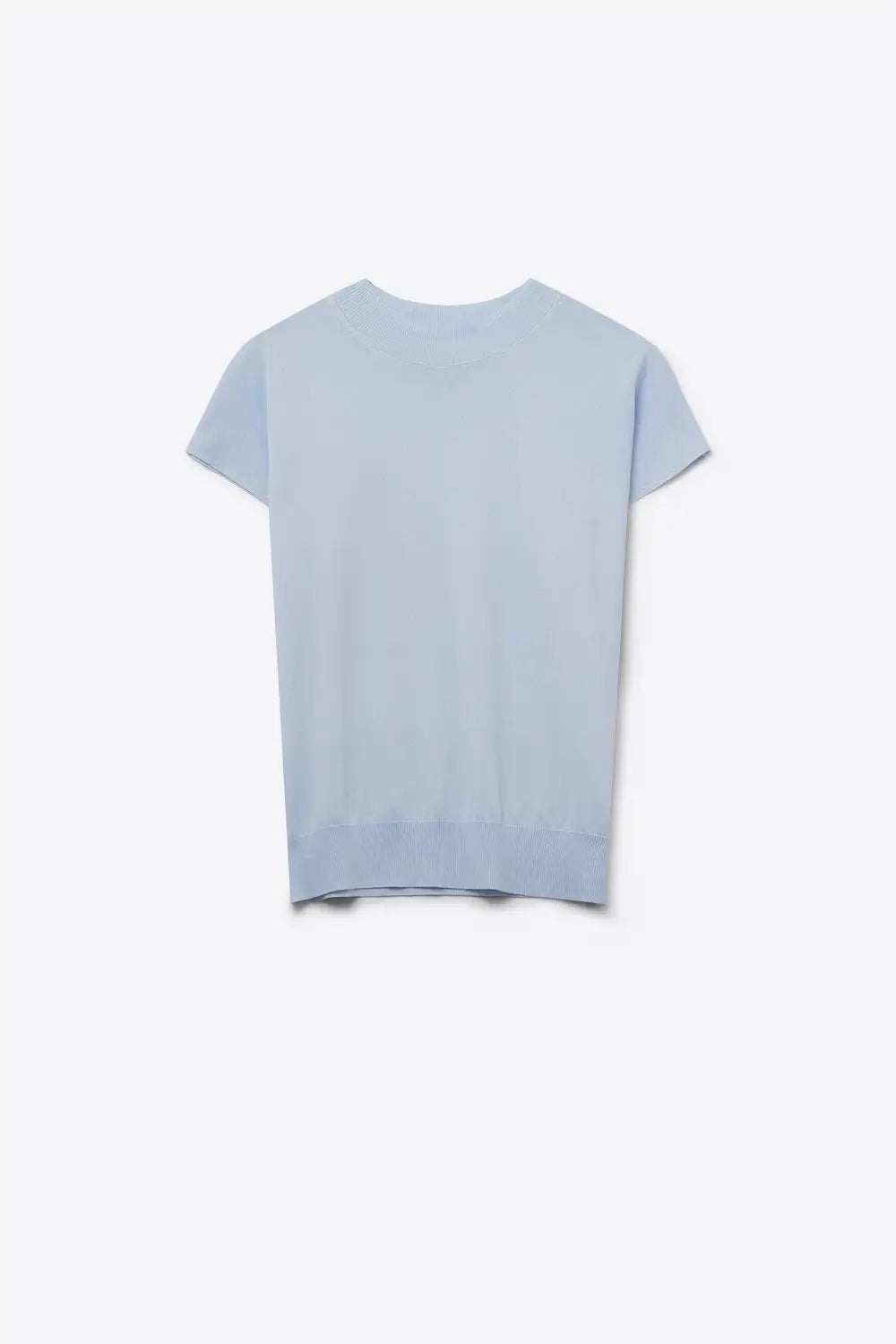 Baby blue turtleneck sweater with fitted short sleeves - BLUE / ONE - Sweaters