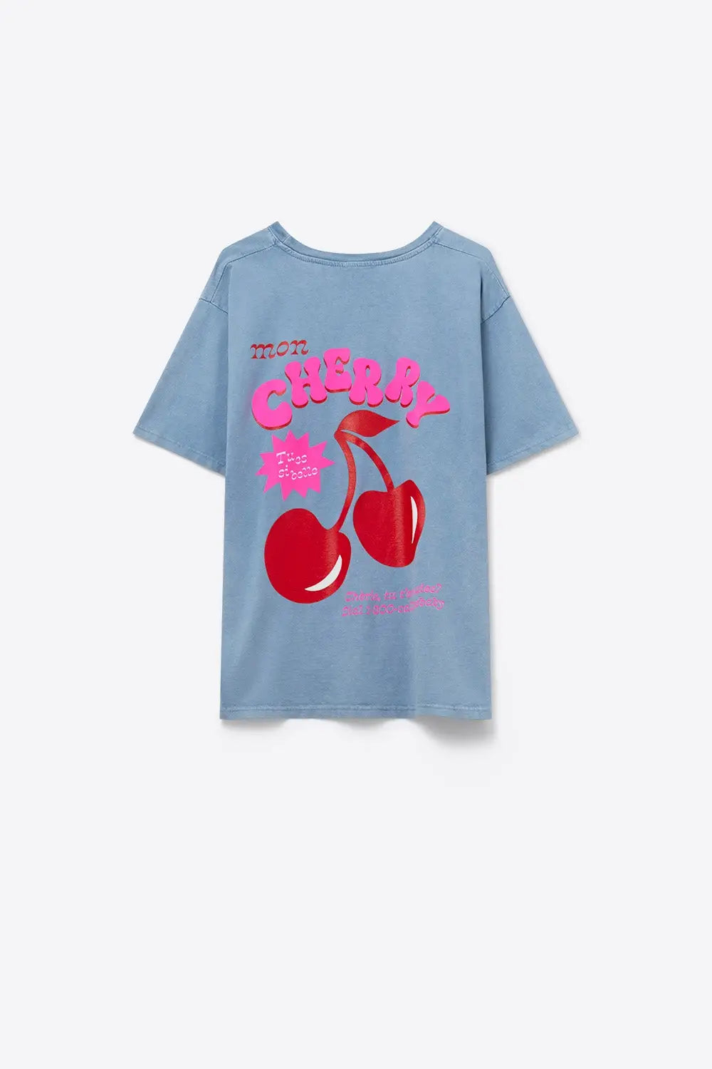 Blue T-shirt with Cherry in logo and letters - BLUE / ONE - T-Shirts