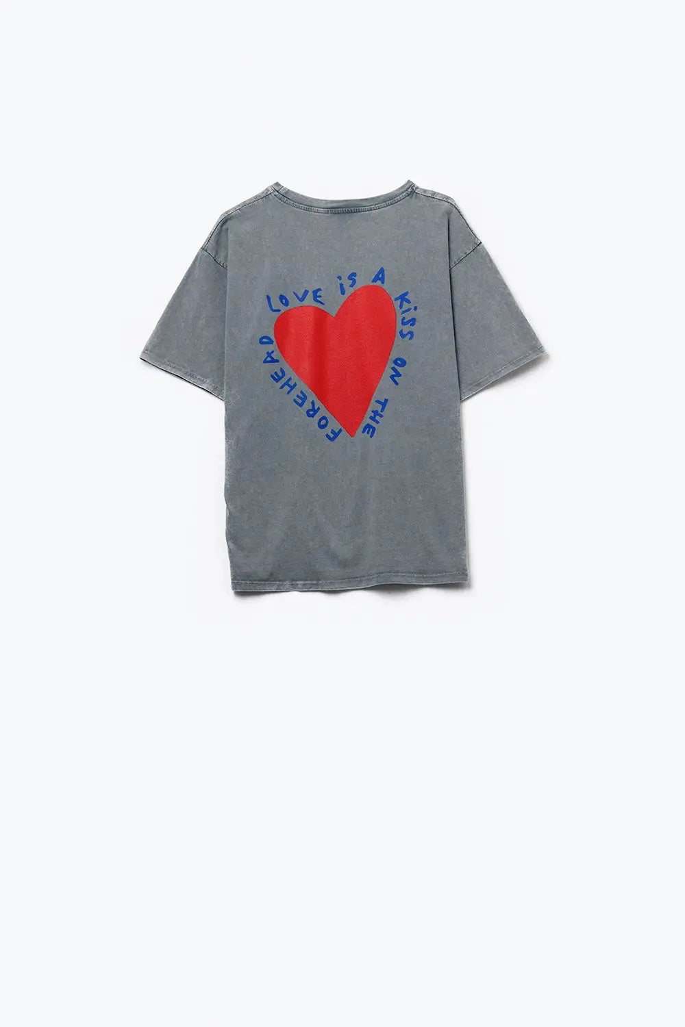 Grey T-shirt featuring a heart design on both the front and back - GRAY / ONE - T-Shirts