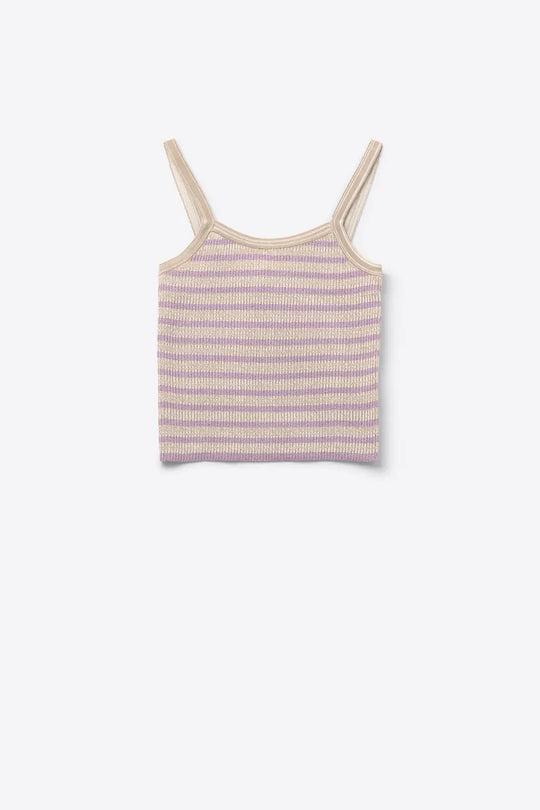 beige top with lilac stripes and straps - Tops
