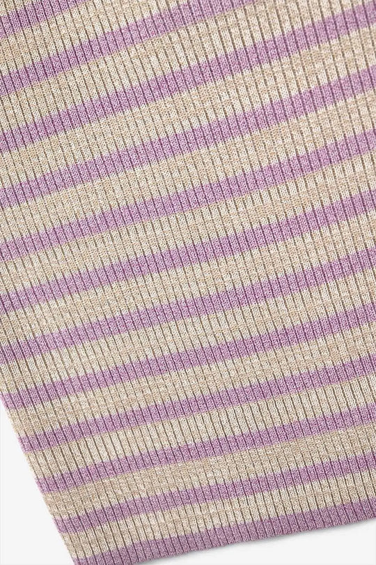 beige top with lilac stripes and straps - Tops