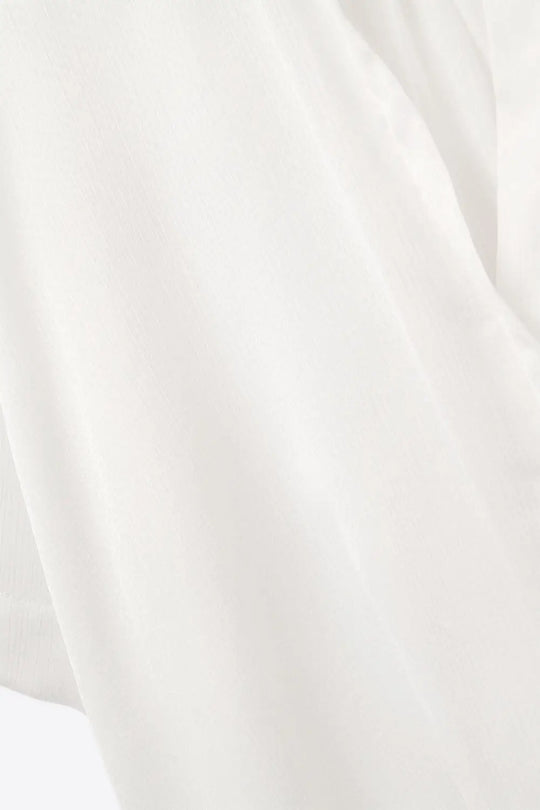 Draped Short Sleeve Blouse in White - Shirts