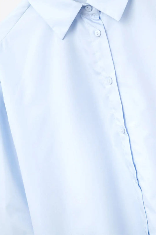 Blue poplin shirt with extra-wide cuffs - Shirts