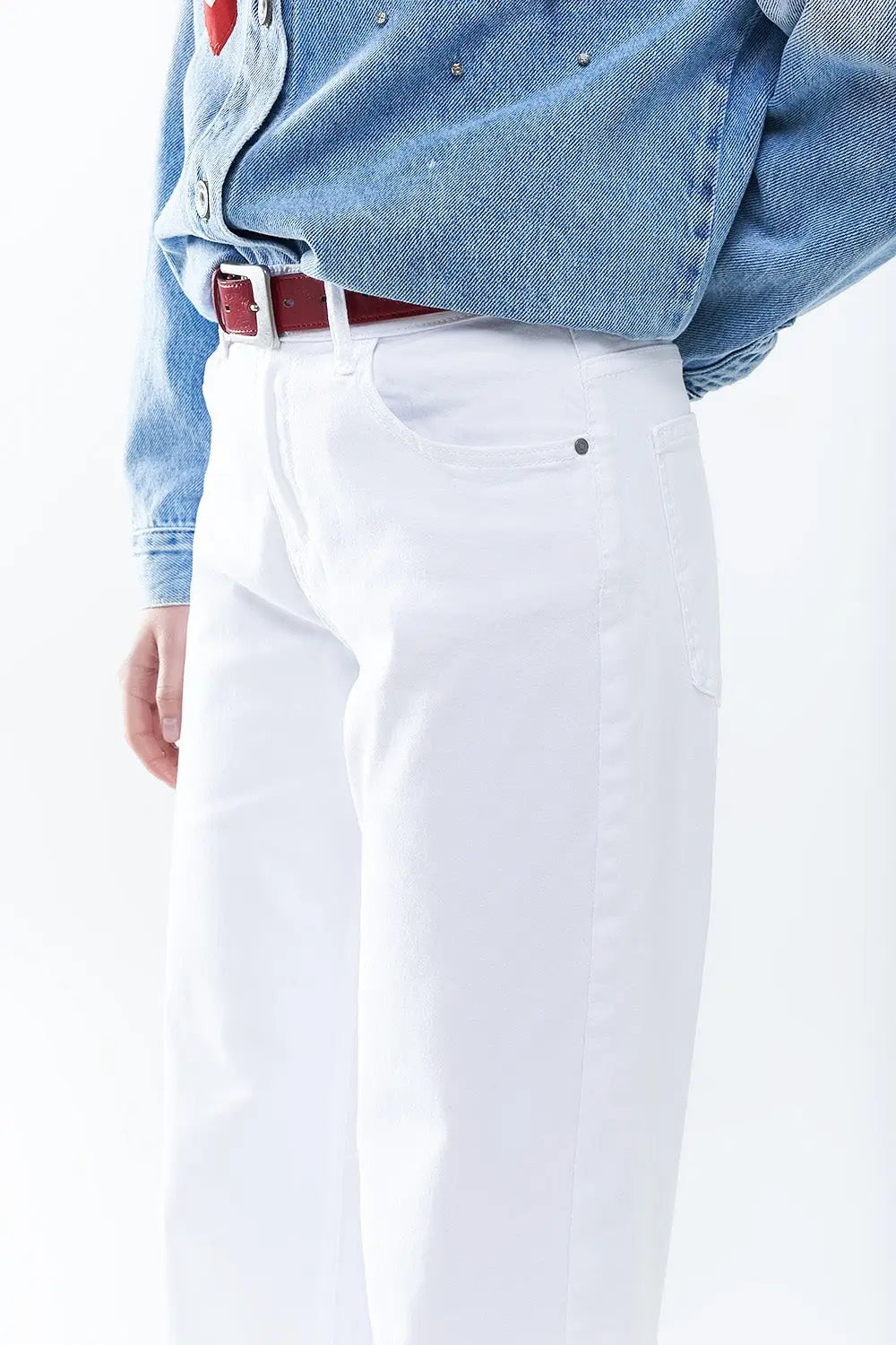 White Straight Pants wide leg - Colored Jeans