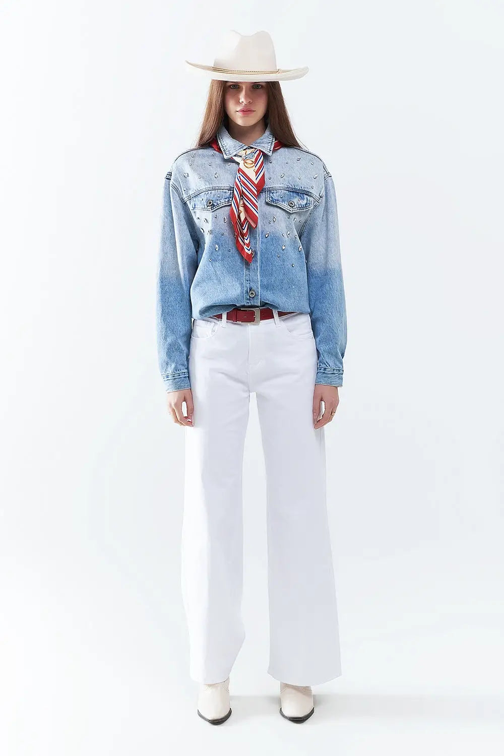 White Straight Pants wide leg - Colored Jeans
