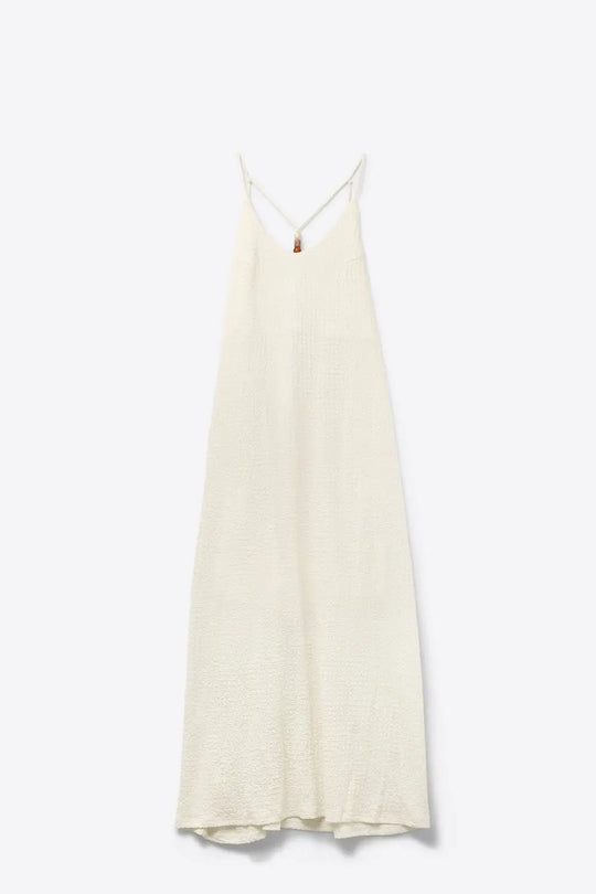 Beaded Back Strap Maxi Dress in Cream - Dresses