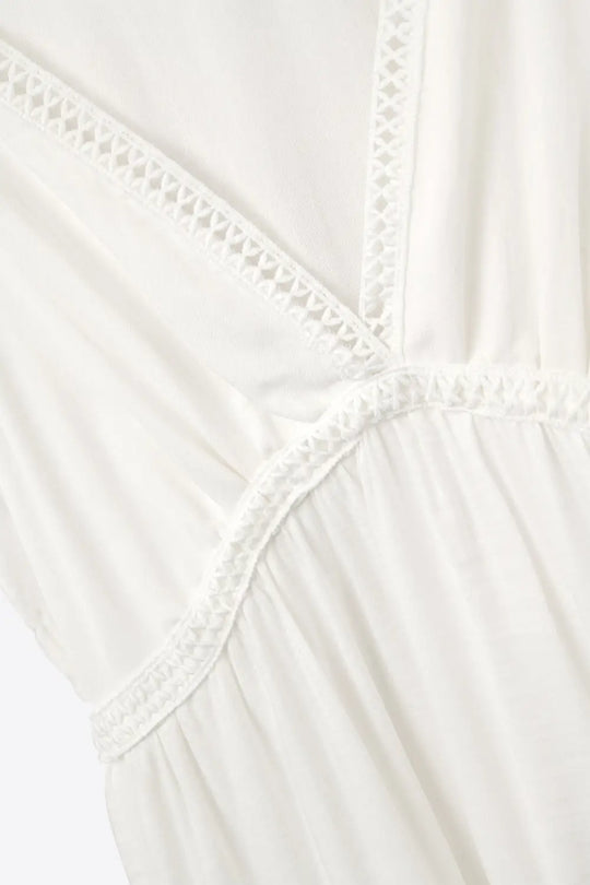 White Maxi Dress With Lace Details and boho style - Dresses