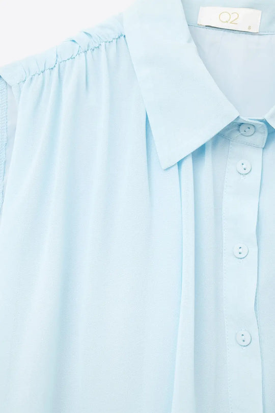 baby blue chiffon blouse with pleats at the hem - Shirts