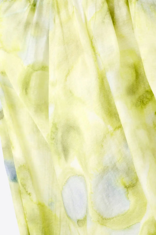 green printed chiffon blouse with balloon sleeves - Shirts