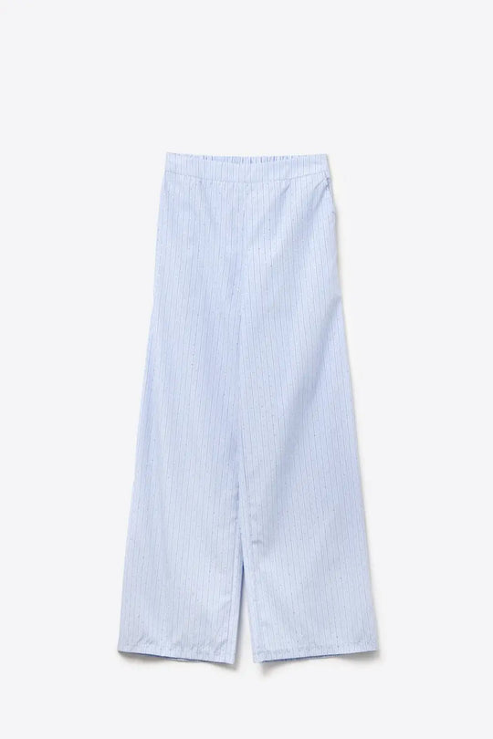 Blue Striped wide Leg Pants With strass Embellishment - Pants