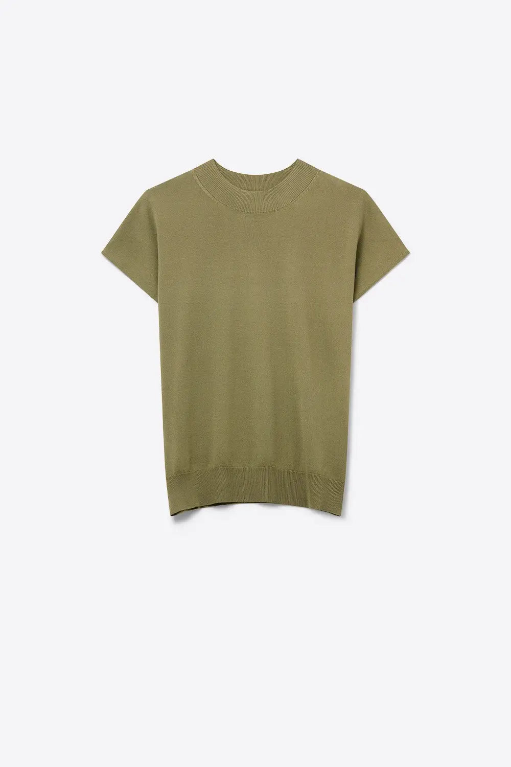 Khaki turtleneck sweater with fitted short sleeves - KHAKI / ONE - Sweaters