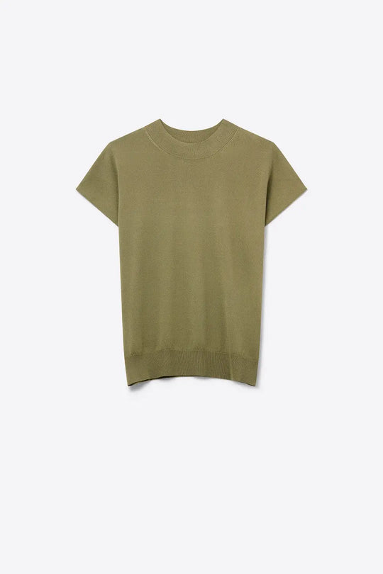 Khaki turtleneck sweater with fitted short sleeves - KHAKI / ONE - Sweaters