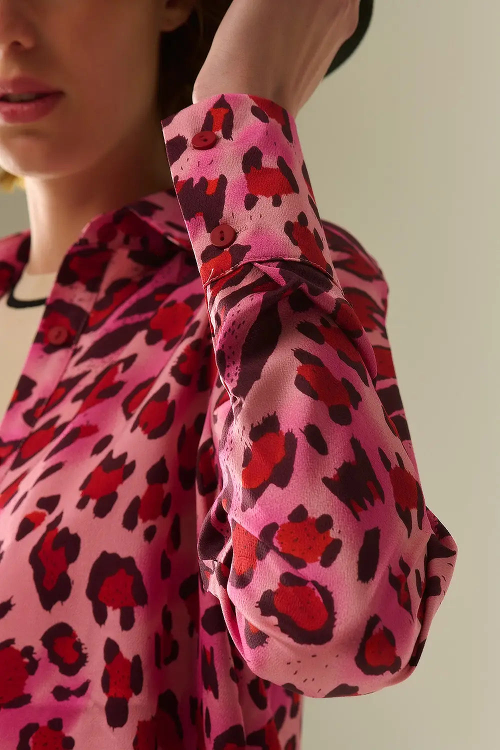Buttoned Shirt In Fuchsia Leopard Print - Shirts