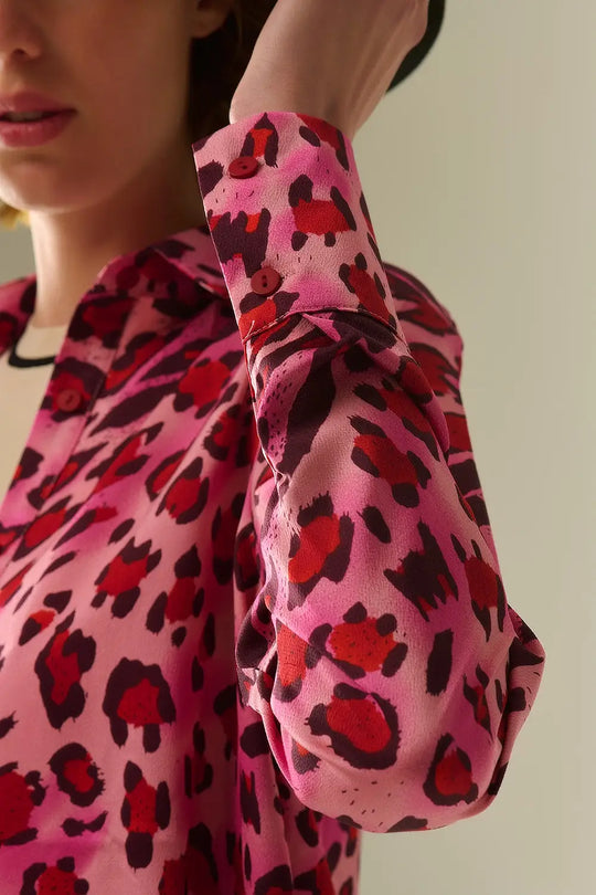 Buttoned Shirt In Fuchsia Leopard Print - Shirts