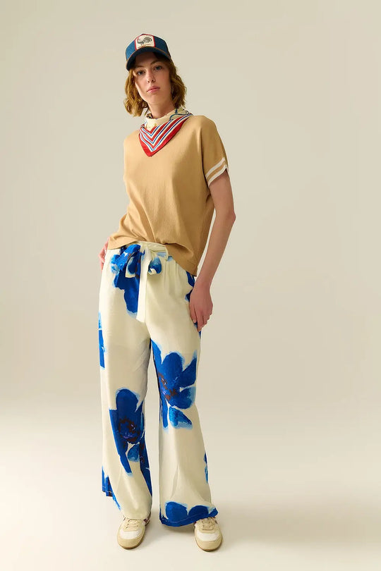 Sweater In Camel with white contrast detail - CAMEL / ONE - Sweaters