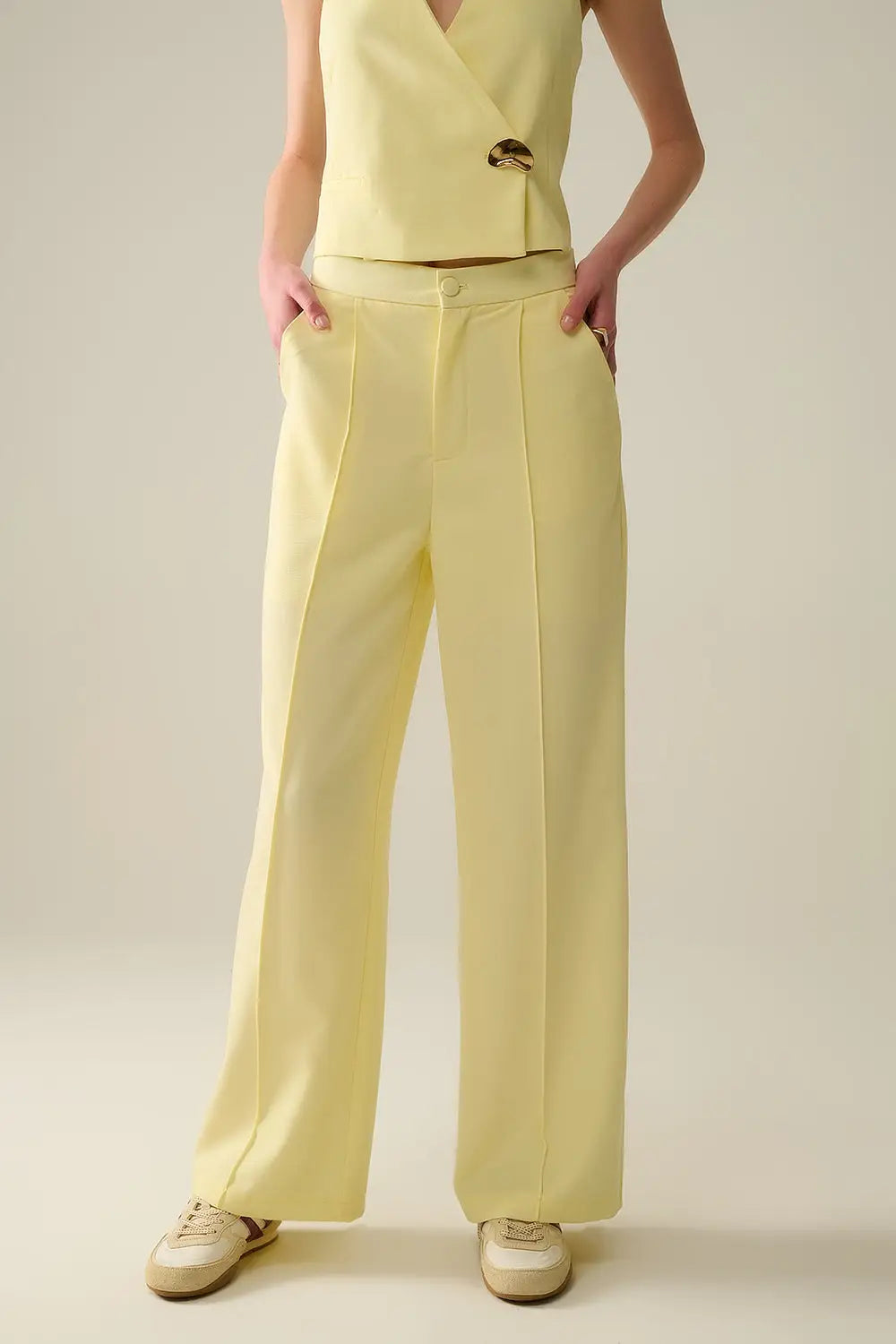 Wide Leg tailored pants In Yellow - Pants