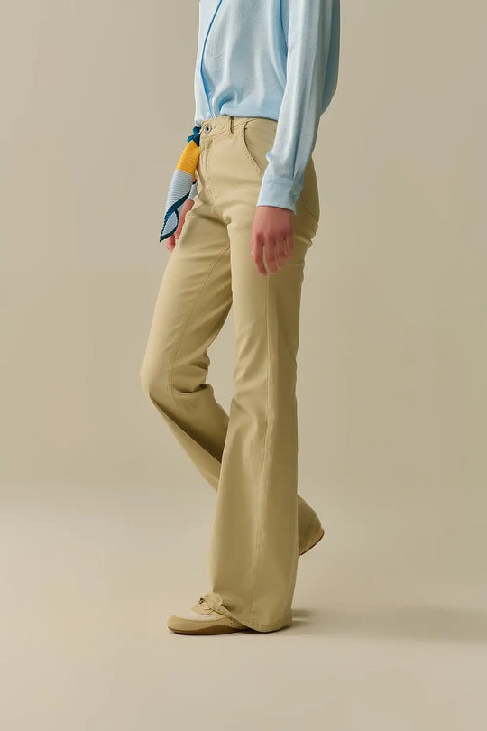 Comfy Stretcy Beige Flared Pants - Pants