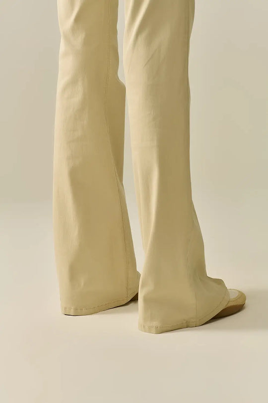 Comfy Stretcy Beige Flared Pants - Pants