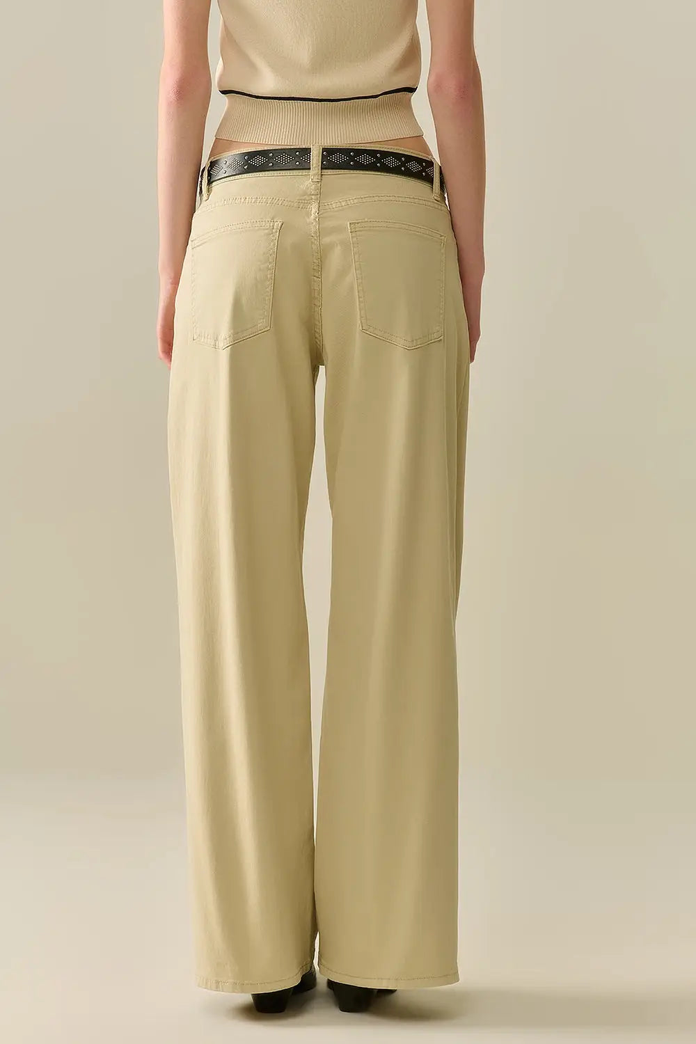 Beige Straight Pants wide leg - Colored Jeans