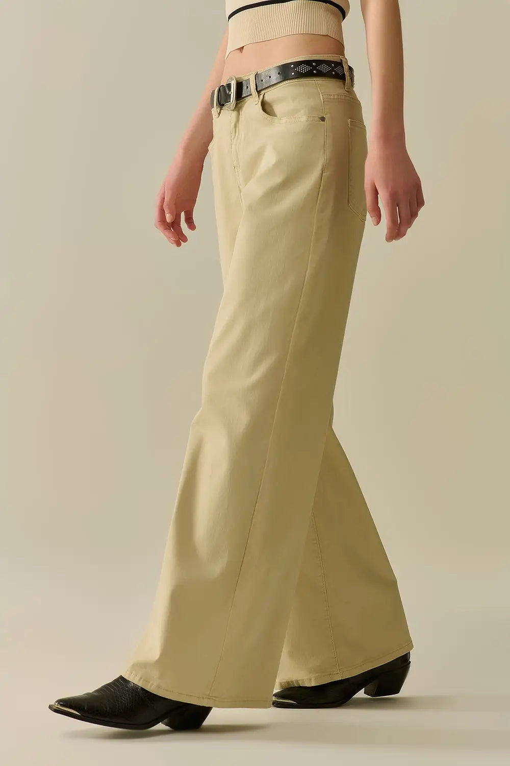 Beige Straight Pants wide leg - Colored Jeans